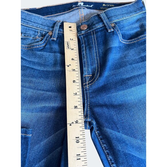 7 For All Mankind Womens Ankle Skinny Jeans Blue Denim Size 26 - Picture 12 of 15